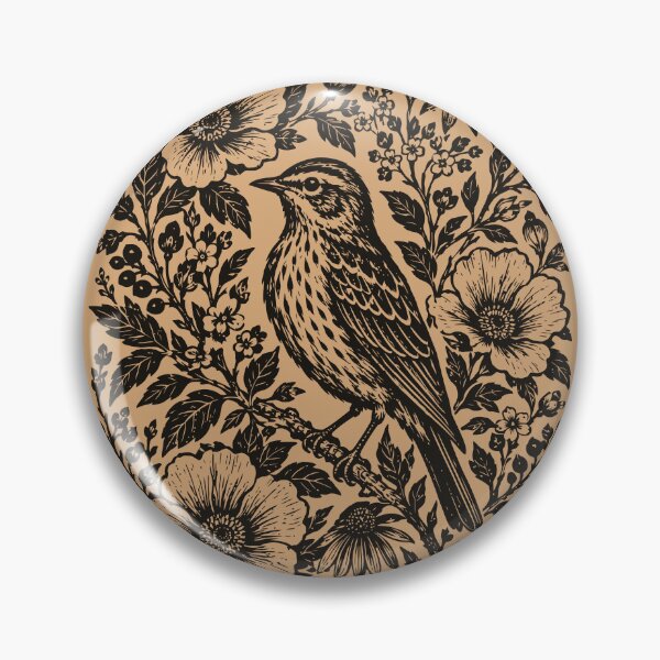 Item preview, Meadow Pipit Vintage Floral Bird Coronaria flowers designed and sold by Y-Vibes.