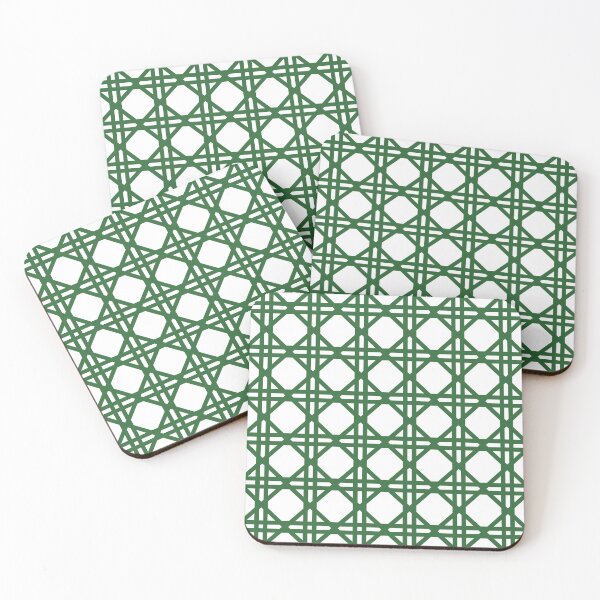 Item preview, Cane Rattan Lattice in White + Green designed and sold by YesterdayColl.