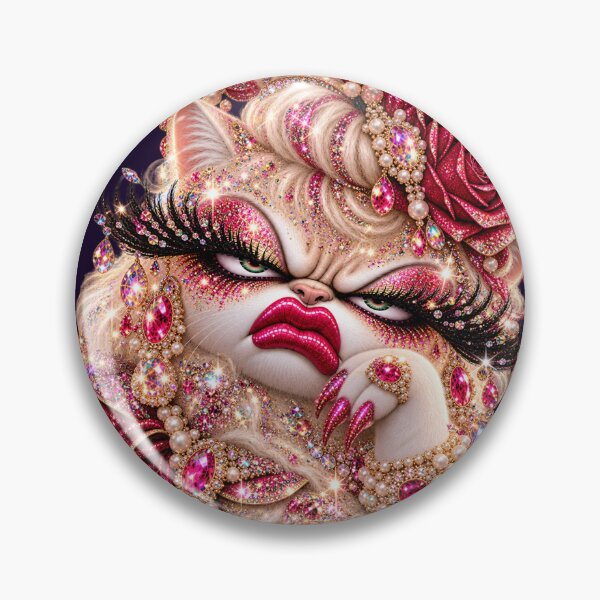 Item preview, Glamorous Kitsch Cat – Sparkling Pink Rhinestones, Pearls & Maximalist Feline Art designed and sold by flashARTstudio.