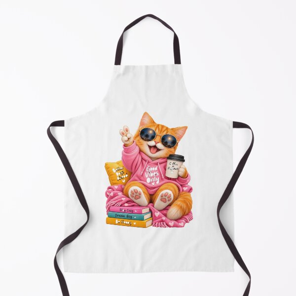 Item preview, Good Vibes Only Cat – Happy Cozy Cat with Coffee designed and sold by Purr & Pixel Studio.