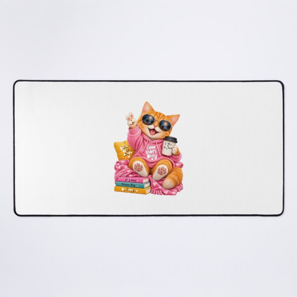 Item preview, Good Vibes Only Cat – Happy Cozy Cat with Coffee designed and sold by Purr & Pixel Studio.