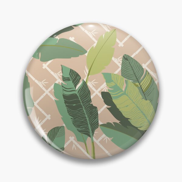 Item preview, Banana Leaf Chinoiserie Bamboo Lattice in Green and Neutral Beige designed and sold by YesterdayColl.