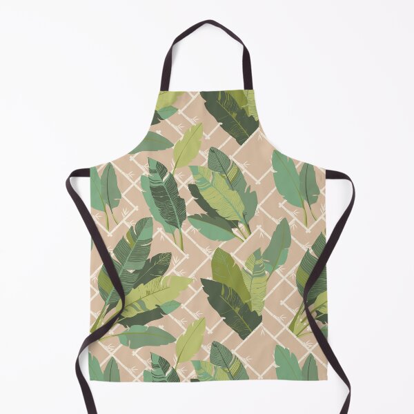 Item preview, Banana Leaf Chinoiserie Bamboo Lattice in Green and Neutral Beige designed and sold by YesterdayColl.