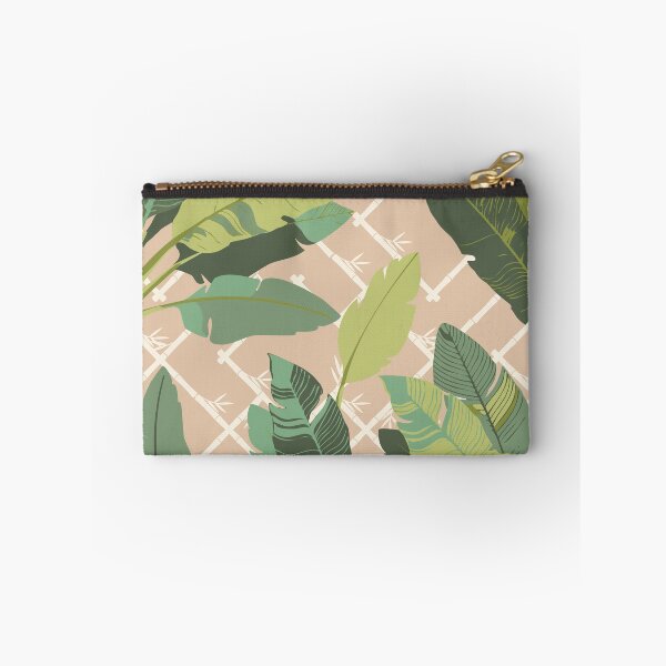 Item preview, Banana Leaf Chinoiserie Bamboo Lattice in Green and Neutral Beige designed and sold by YesterdayColl.