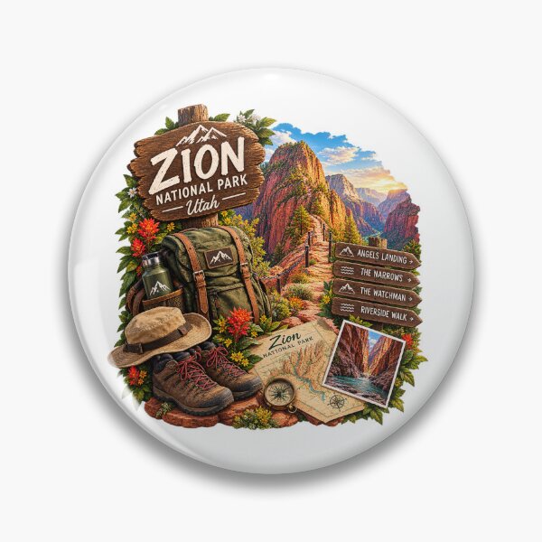 Item preview, Zion National Park Utah Adventure Hiking Travel Illustration designed and sold by SimsimahLaughs.