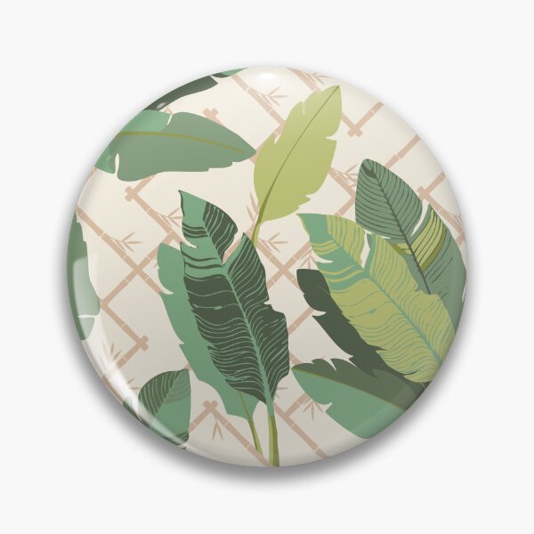 Item preview, Banana Leaf Chinoiserie Bamboo Lattice in Green and Meringue Cream designed and sold by YesterdayColl.