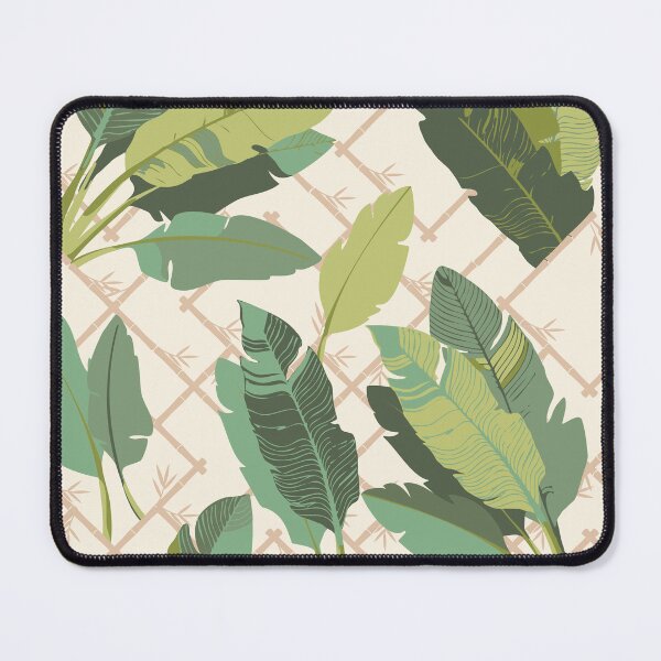 Item preview, Banana Leaf Chinoiserie Bamboo Lattice in Green and Meringue Cream designed and sold by YesterdayColl.