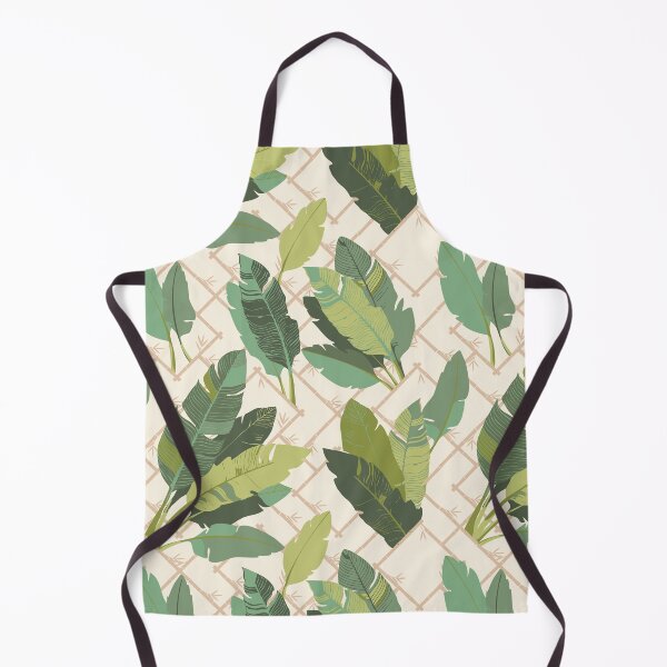 Item preview, Banana Leaf Chinoiserie Bamboo Lattice in Green and Meringue Cream designed and sold by YesterdayColl.