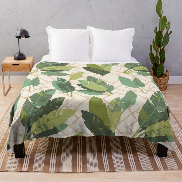 Item preview, Banana Leaf Chinoiserie Bamboo Lattice in Green and Meringue Cream designed and sold by YesterdayColl.