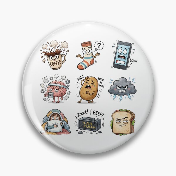 Item preview, Everyday Objects Having A Bad Day Relatable Funny Sticker Sheet designed and sold by mood-draftsman.