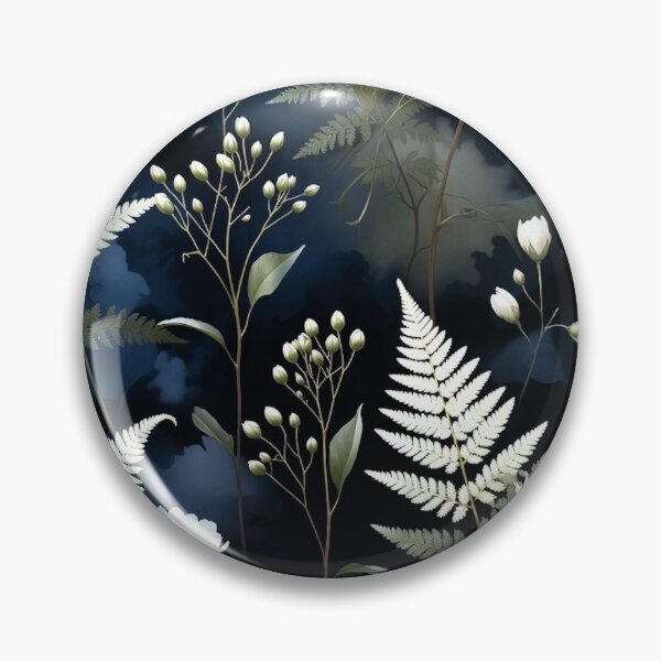Item preview, Moody Dark Botanical Ferns And White Flowers Pattern designed and sold by IntelliMindDesigns.