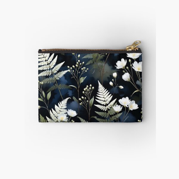 Item preview, Moody Dark Botanical Ferns And White Flowers Pattern designed and sold by IntelliMindDesigns.