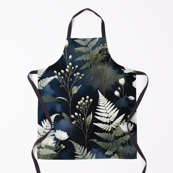 Item preview, Moody Dark Botanical Ferns And White Flowers Pattern designed and sold by IntelliMindDesigns.