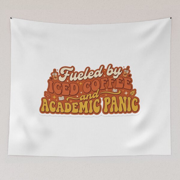 Item preview, Fueled by Iced Coffee and Academic Panic Sticker designed and sold by So Golden Shop.