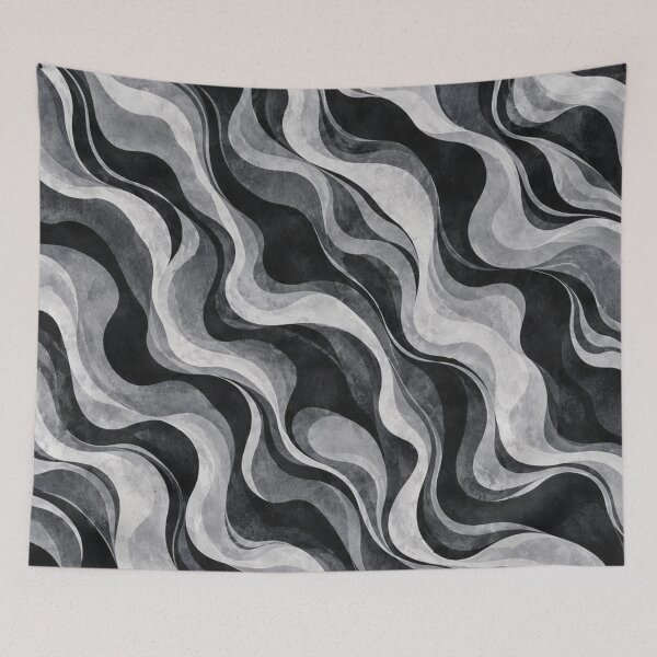 Item preview, Monochrome Marble Waves – Black Grey Abstract Flow Pattern designed and sold by HO•Designs.