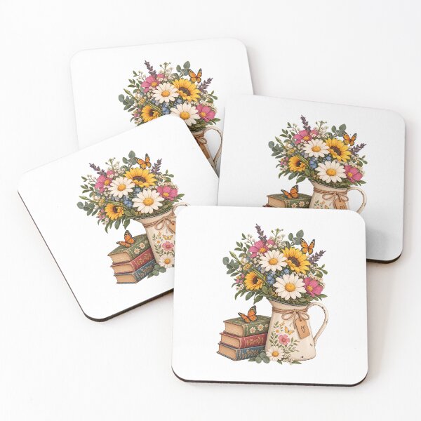 Item preview, Vintage Floral Bouquet in Enamel Pitcher with Stacked Books and Butterflies designed and sold by SimsimahLaughs.