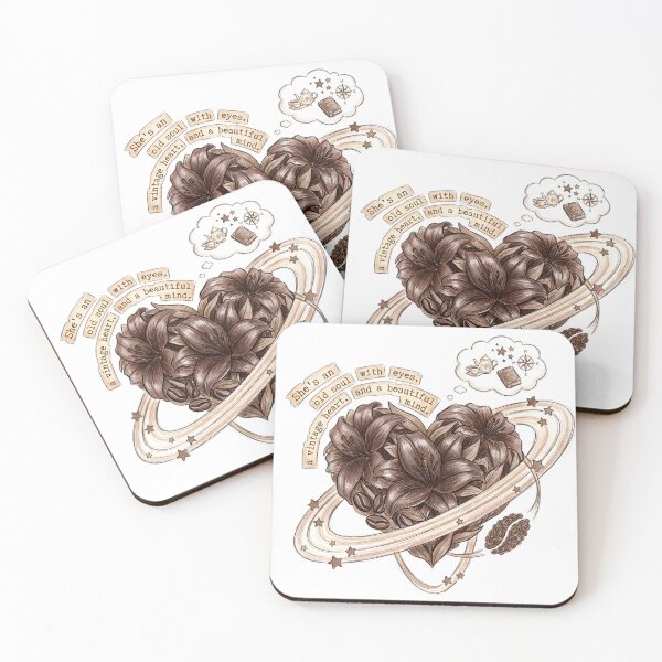 Item preview, Old Soul Vintage Heart Dark Academia Floral Coffee Quote designed and sold by TariyaShop .