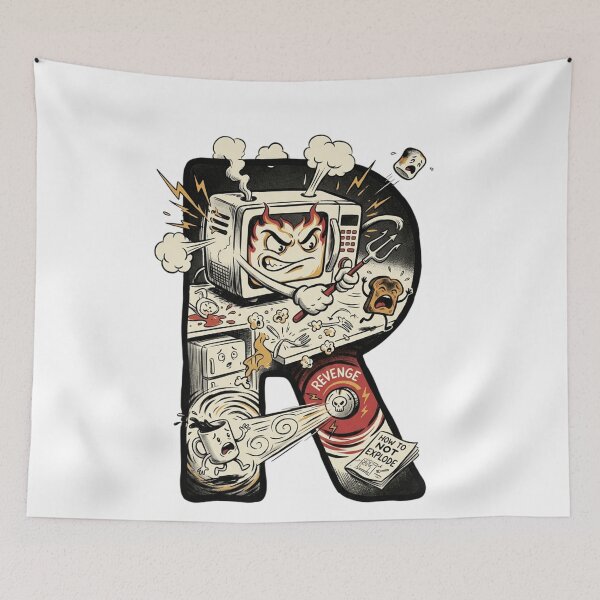 Item preview, Angry Microwave Appliance Revenge Letter R Retro Cartoon Art designed and sold by mood-draftsman.