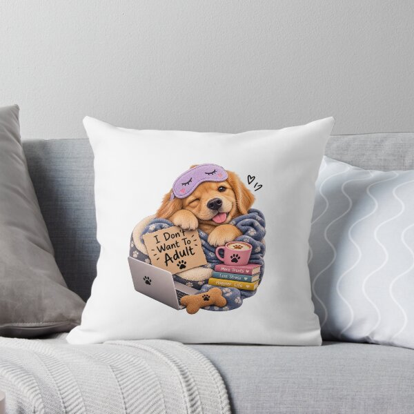 Item preview,  I Don't Want To Adult Cute Golden Retriever Puppy Design designed and sold by SimsimahLaughs.