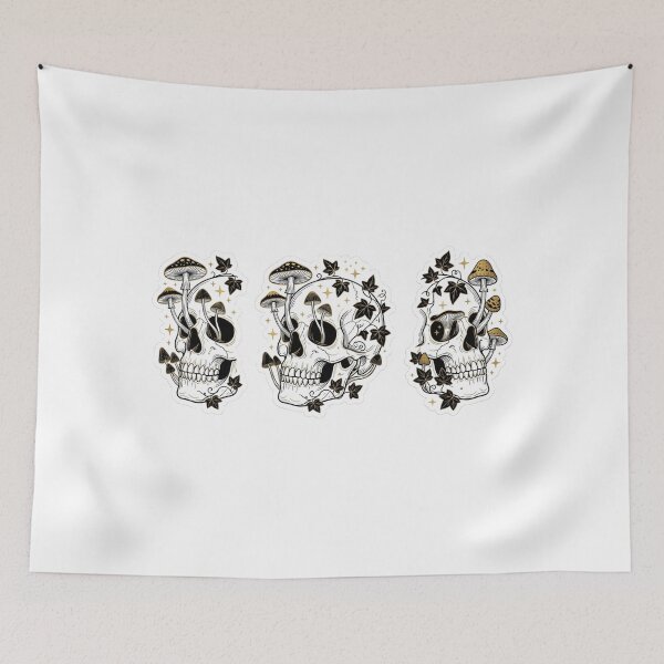Item preview, Dark Academia Botanical Skull Mushroom Sticker designed and sold by So Golden Shop.