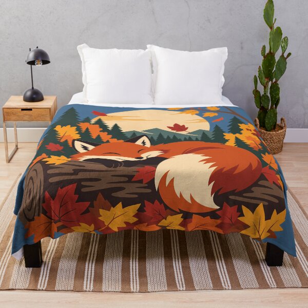 Item preview, Fox in Fall Leaves Nature Graphic designed and sold by karamram.