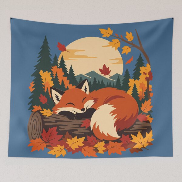 Item preview, Fox in Fall Leaves Nature Graphic designed and sold by karamram.