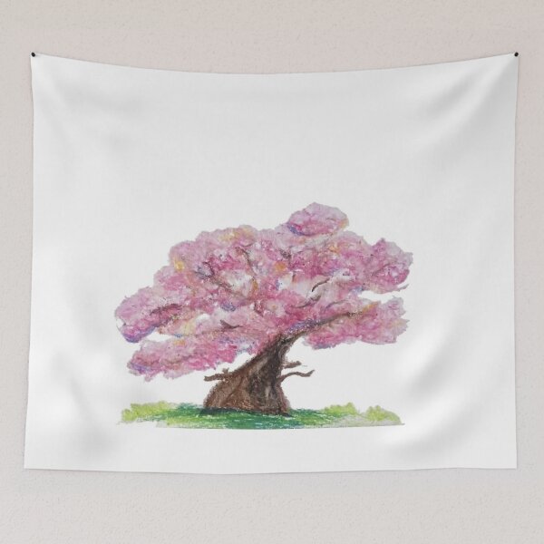 Item preview, Cherry Blossom Tree - Pink Sakura Oil Pastel Art designed and sold by MOE'S LITTLE GALLERY.