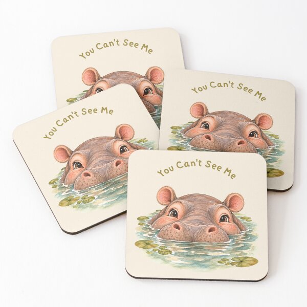 Item preview, You Can't See Me Hippo in Water designed and sold by mycute-stickers.