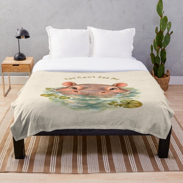 Aperçu de l'œuvre Tu ne peux pas me voir, hippopotame dans l'eau créée et vendue par mycute-stickers.