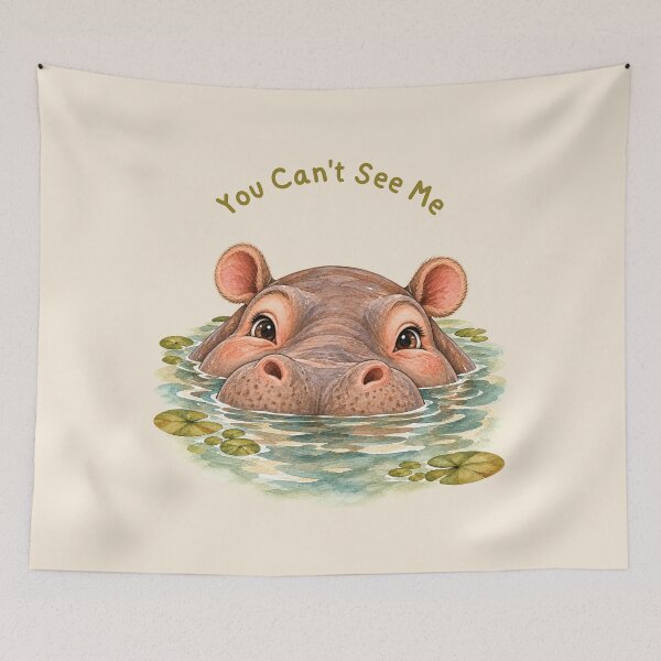 Item preview, You Can't See Me Hippo in Water designed and sold by mycute-stickers.