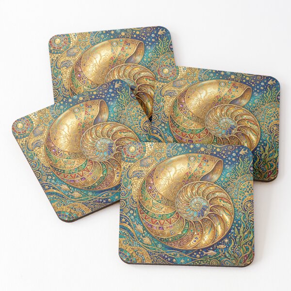 Item preview, Golden nautilus mosaic art  designed and sold by hollycooper.