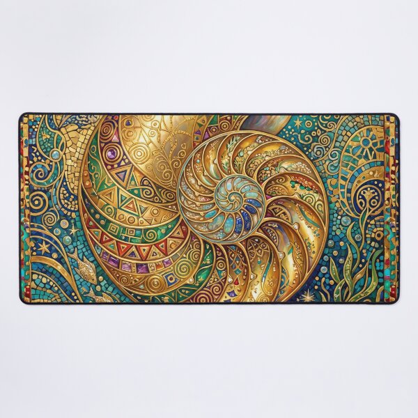 Item preview, Golden nautilus mosaic art designed and sold by hollycooper.