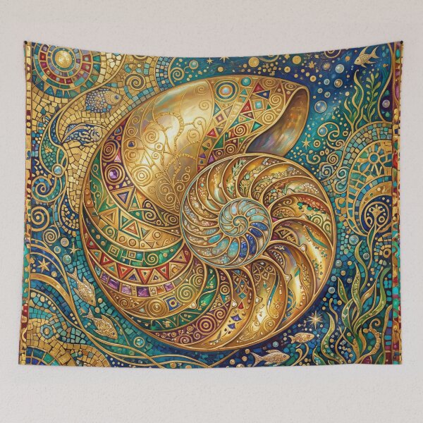 Item preview, Golden nautilus mosaic art  designed and sold by hollycooper.