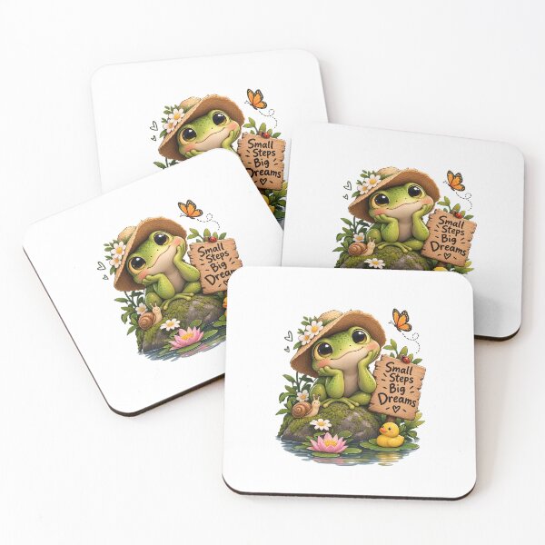 Item preview, Small Steps Big Dreams Cute Frog and Nature Typography Design designed and sold by SimsimahLaughs.