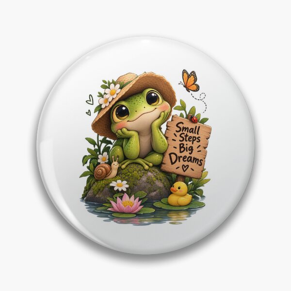 Item preview, Small Steps Big Dreams Cute Frog and Nature Typography Design designed and sold by SimsimahLaughs.