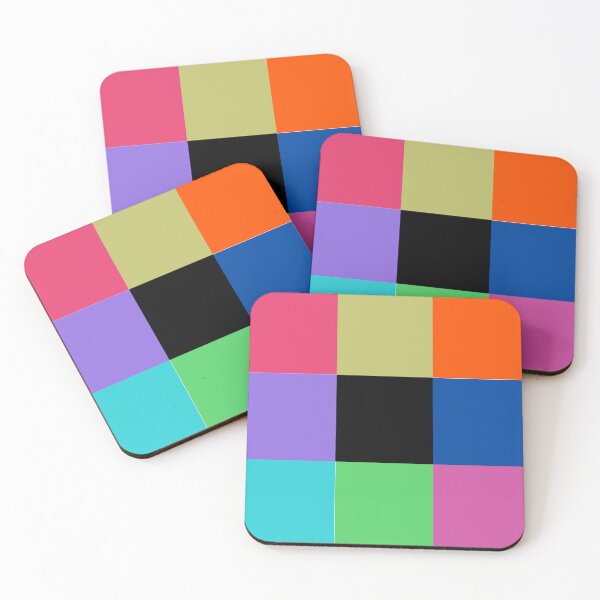 Item preview, Color blocks, 9 squares, muted red yellow orange purple blue green pink designed and sold by PixDezines.