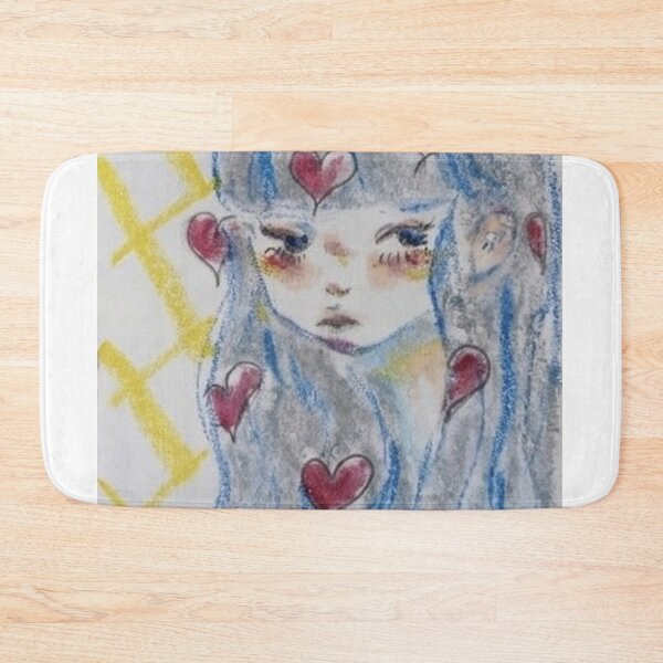 Item preview, Blue-Haired Girl with Hearts - Soft Portrait Illustration designed and sold by MOE'S LITTLE GALLERY.