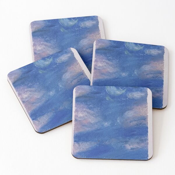 Item preview, Crescent Moon Sky - Blue Night Oil Pastel Art designed and sold by MOE'S LITTLE GALLERY.
