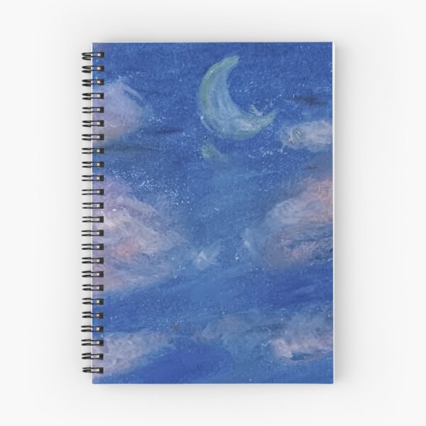 Item preview, Crescent Moon Sky - Blue Night Oil Pastel Art designed and sold by MOE'S LITTLE GALLERY.