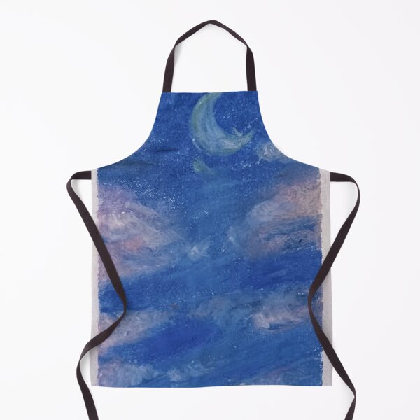 Item preview, Crescent Moon Sky - Blue Night Oil Pastel Art designed and sold by MOE'S LITTLE GALLERY.