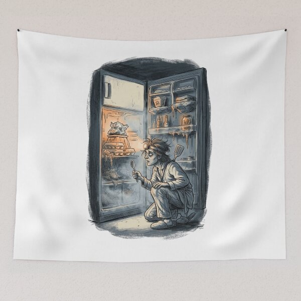 Item preview, Midnight Snack Raid Fridge Expedition Funny Night Owl Art designed and sold by mood-draftsman.