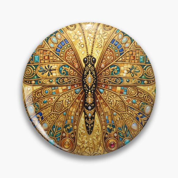 Item preview, Vintage golden art nouveau butterfly mosaic tile art designed and sold by hollycooper.