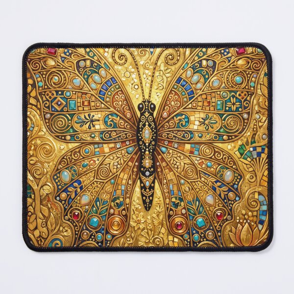 Item preview, Vintage golden art nouveau butterfly mosaic tile art designed and sold by hollycooper.