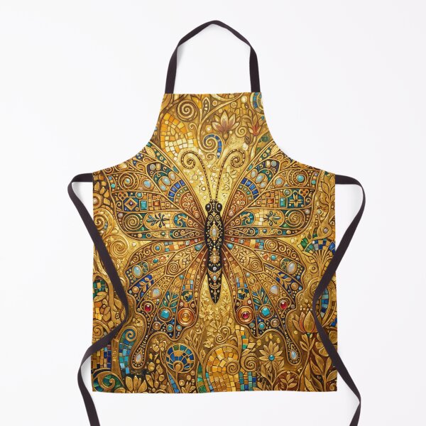 Artikelvorschau, Vintage goldene Art-Nouveau-Schmetterlingsmosaikfliesenkunst entworfen und verkauft von hollycooper.