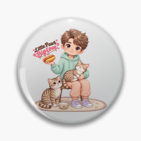Item preview, Cute Boy with Two Cats – Little Paws Big Love | Chibi Cat Lover Design designed and sold by Meluna-studio.