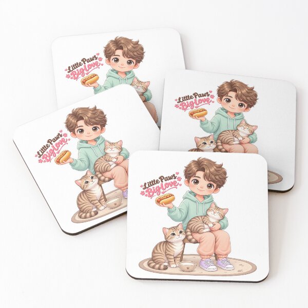 Item preview, Cute Boy with Two Cats – Little Paws Big Love | Chibi Cat Lover Design designed and sold by Meluna-studio.
