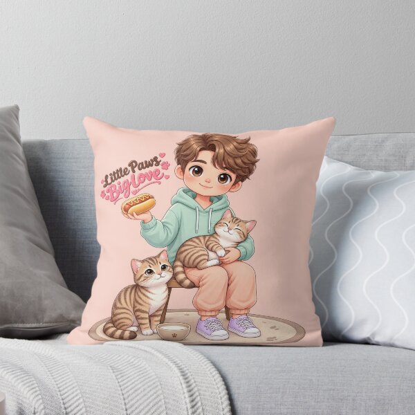 Item preview, Cute Boy with Two Cats – Little Paws Big Love | Chibi Cat Lover Design designed and sold by Meluna-studio.