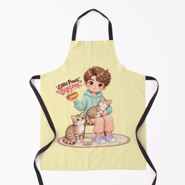 Item preview, Cute Boy with Two Cats – Little Paws Big Love | Chibi Cat Lover Design designed and sold by Meluna-studio.