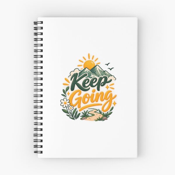 Item preview, Keep Going Cute Retro Mountains and Path Typography Design designed and sold by SimsimahLaughs.