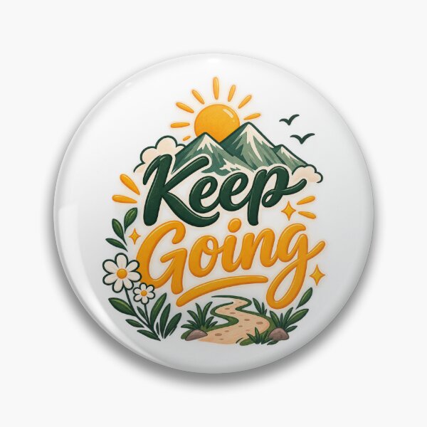 Item preview, Keep Going Cute Retro Mountains and Path Typography Design designed and sold by SimsimahLaughs.